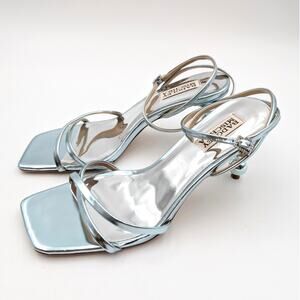 Badgley Mischka Ivette Pearl Heel Evening Sandals Women's Blue Size US8M EU39